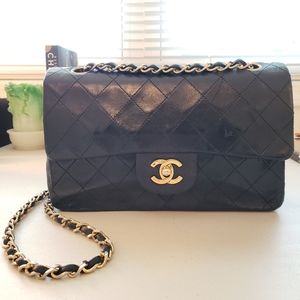 Chanel Black Lambskin Medium Double Flap